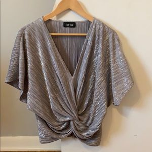 Metallic knotted blouse